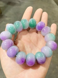 Real Natural Ice Purple Burmese Beads Jade jadeite Bracelets Bangle 20MM - Picture 1 of 8