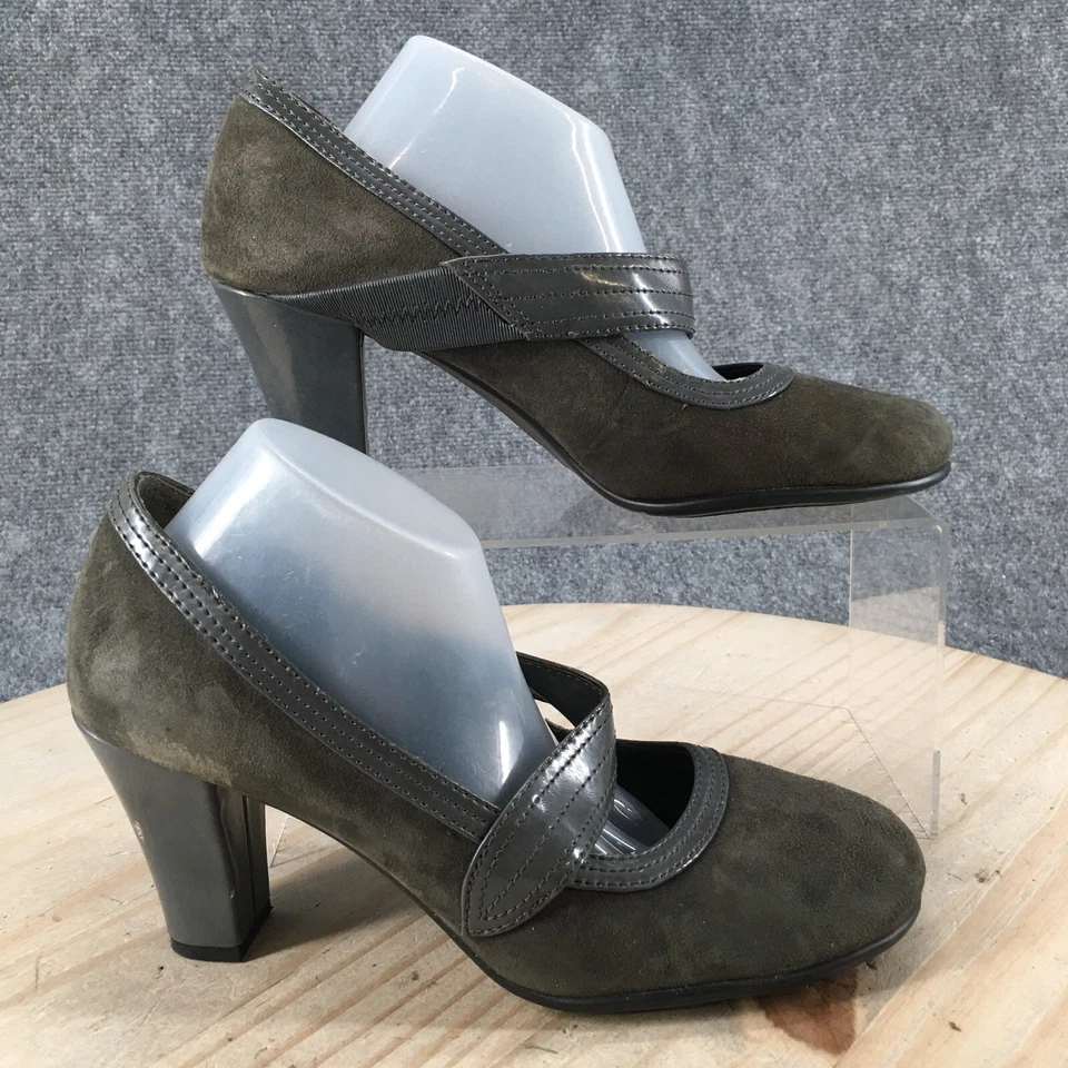 Zapatos de tacón Aerosoles para mujer 7,5 M rol alrededor de Mary Jane gris gamuza cuero Foto 1 de 4