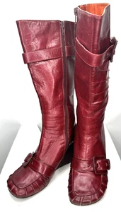 Miz Mooz Boots Womens Broadway Wedge Heel Buckle Granny Witchy Red Size 36 US 6 - Picture 1 of 12