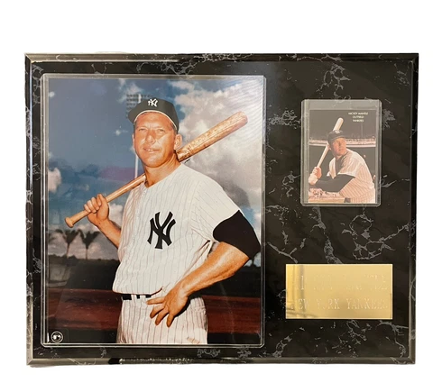MICKEY MANTLE Framed Plaque Photo and Card New York Yankees MLB Wall Decor NYY Cover