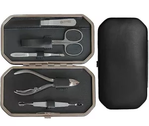 RICHARD JÄGER 5-tlg INOX Manicure Set Maniküre-Etui Herren echt Leder Nagelzange - Bild 1 von 3
