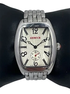 Stainless Steel Curvex Geneve Watch Guilloché White Dial - Picture 1 of 5