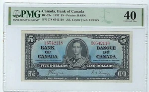 1937 $5 KGVI Bank of Canada; Gordon & Towers BC-23c PMG EXF 40 - Picture 1 of 2