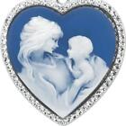 CRYSTALUXE Mother & Child Inscribed Heart Cameo Pendant Sterling Silver Necklace