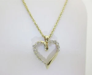14k Diamond Heart Necklace Natural Solid Gold April Anniversary Gifts 20" N333 - Picture 1 of 10