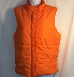Liz Claiborne Puff Vest Zip/Button Front Orange Mock Neck Pockets Sz XL - Picture 1 of 10