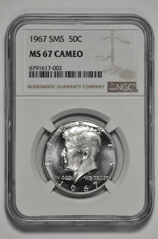 1967 SMS 50C Kennedy Half Dollar NGC MS 67 Cameo Cover