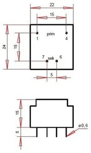 Printtrafo, Gerth-Baureihe 150.xx, 0,33VA, 12V Safety-Transformer - Picture 1 of 1