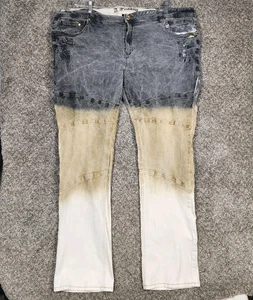 Jeans A Tiziano Windsor Moto Para Hombre 48x34 Negro Tostado Crema Lavado Elástico Denim Motociclista - Imagen 1 de 21