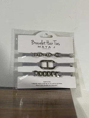  Pulsera Maya J Corbata para el Pelo Joyería Tono Plateado Banda Gris Foto 1 de 3