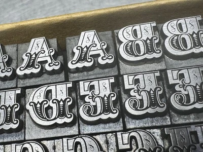 Tipo tipo tipo tipografía de metal M417B - Typefounders Phoenix Circus Taps - 24 pt - 160+ Foto 1 de 4