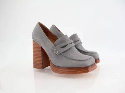 Mocasín Candie's Hiss Penny Plataforma Grueso Azul Cuero Bloque Tacón Madera Talla 6 Foto 1 de 4