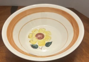 Insalatiera zuppiera Korea Ironstone diametro 7" tema fiori ambra/strisce - Foto 1 di 7