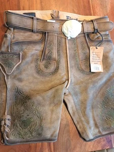 Stockerpoint Lederhose Gr. 50 L Finstawoid Tabak Gespeckt Grün Neu mit Gürtel... - Bild 1 von 15