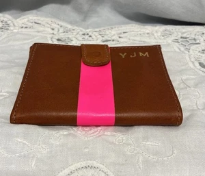 Clare V.  Wallet Brown Leather  With Neon Pink Stripe - Picture 1 of 9