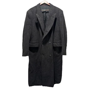 Mens Gray Wool Blend Overcoat Double Breasted Long Trench Coat - Picture 1 of 17