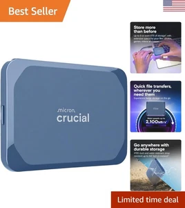 SSD portátil azul de 2 TB - velocidades rápidas de 2.100 MB/s, diseño impermeable y a prueba de golpes - Imagen 1 de 8