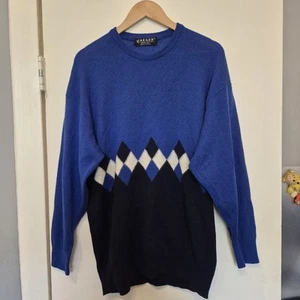 JAEGER Lambswool Jumper 42" 107cms Made In Scotland Argyle - Picture 1 of 9