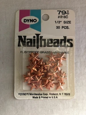 Nuevo Dyno 30 Estrellas Cabeza de Clavo Tachuelas Remaches 1/2" Latón Puntas Plegables, Color Cobre Foto 1 de 2