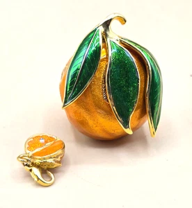 VINTAGE Edgar Berebi Limited Edition ORANGE Fruit Mini Trinket Box With Charm - Picture 1 of 12
