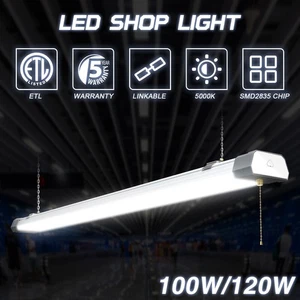 100W 120W LED Shop Light Linkable Led Garage Ceiling Tube Lighting Fixture 5000K - Picture 1 of 12