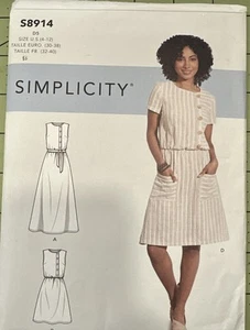 Simplicity Sewing Pattern S8914 Dress Pockets 2 Lengths Size 4-12 UNCUT - Picture 1 of 5