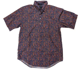 Daniel Cremieux Collezione Blu Rosso Paisley Bottone S/S Polo Uomo Taglia Large - Foto 1 di 4