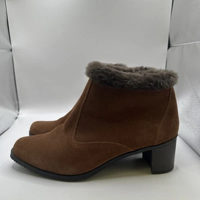Sporto Boots Womens Size 7M Brown Suede Faux Fur Ankle Zip Waterproof - Image 1 of 4