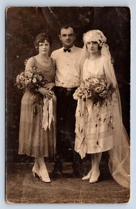 Ramos grandes vintage RPPC aleta novia boda fiesta Q24 - Imagen 1 de 2