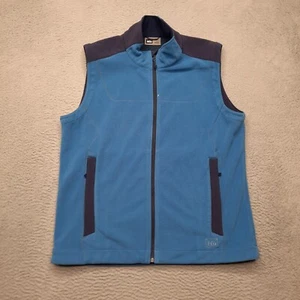 REI Vest Mens Large Blue Fleece Full Zip Sleeveless Coat Pockets Logo Mock Neck - Picture 1 of 6