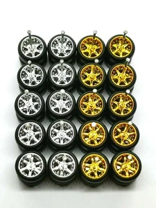 PROMO Hot Wheels pneumatico in gomma a 6 razze 10 set oro + cromo MIX per JDM... - Foto 1 di 12