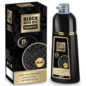 Natural Black Hair Dye Shampoo for Gray Coverage – 500ml Herbal Coloring Ease - Picture 1 of 2