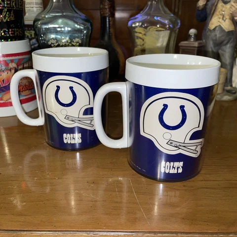 Pair of 1970s NFL ~ Baltimore Colts Mugs Thermo-Serv Cups Cover