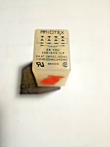 24 VDC 5A 4PDT Relay, Midtex 156-24C1L4, 3A@28VDC, 120VAC (NOS)(QTY 1 ea)B28 - Picture 1 of 4