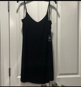 Express Black V-Neck Downtown Cami Midi Slip Dress new Large - Picture 1 of 6