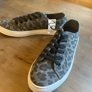 Express Damen-Sneaker/Tennisschuh schwarz/grau Leopardenmuster neu mit Etikett Größe 6 - Bild 1 von 6