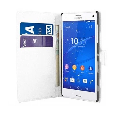 Funda Para Sony Xperia Z3 Compacta Billetera Abatible Cuero PU Soporte Ranura para Tarjeta Cubierta Foto 1 de 4