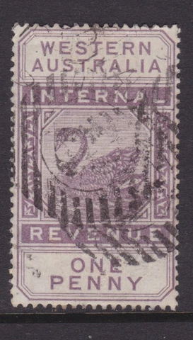 WESTERN AUSTRALIA 1893 1D Dull Purple IR SWAN REVENUE USED SG F11 (NG25.4) Cover