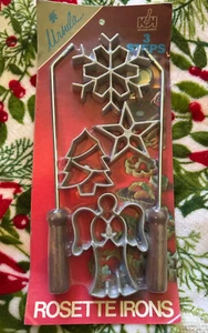 Vintage URSULA Weihnachten Rosetteneisen mit Griff Schneeflocke, Stern, Baum, Engel - Bild 1 von 2
