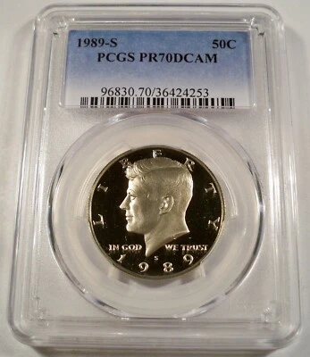 1989-S 50c PCGS PR70DCAM KENNEDY HALF DOLLAR CLAD PROOF DEEP CAMEO PR 70 DC - Image 1 of 4