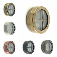Solid Brass Round Bulkhead Wall Outdoor Indoor Light ANTIKLEIA