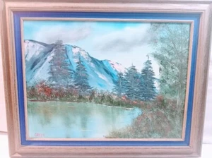 Vintage Signed Ralph Green "Snowy Mountains And Lake " Oil Painting - Framed - Picture 1 of 15
