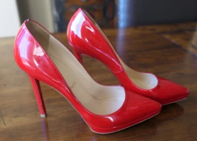 Christian Louboutin Pigalle - Size 39 1/2 - Red Patent Leather - 120mm Heels - Image 1 of 4
