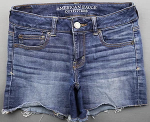 Women 2014 American Eagle Midi Shorts Mid Rise Raw Hem Super Stretch Sz 4 (29x4) - Picture 1 of 6