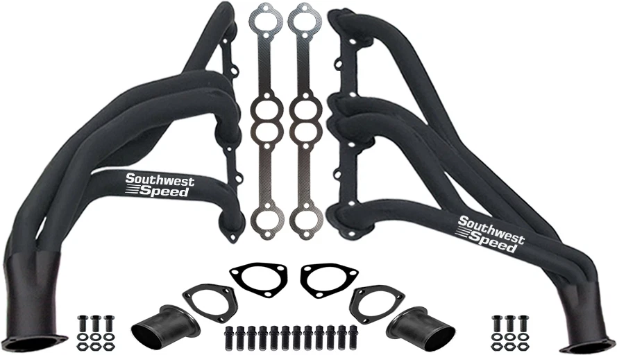 NEW PERFORMANCE LONG TUBE HEADERS,66-91 TRUCKS,JIMMY,SBC 265-400CI,PAINTED BLACK - Image 1 of 1