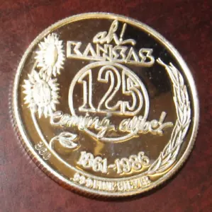 Kansas 1986 125 aniversario 1 Troy OZ Ronda de plata fina .999 - KS Kans. De colección - Imagen 1 de 2