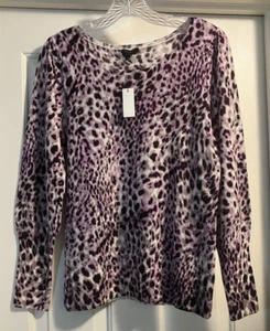 NWT Talbots Pure Merino Wool Puff Sleeve Swirl Animal Print Sweater - S - $99 - Picture 1 of 4