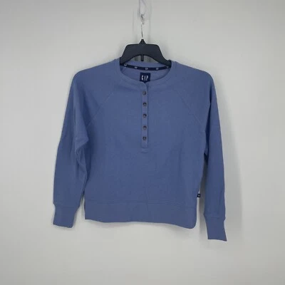 GAP Mujer Manga Larga Henley Sudadera Periwinkle Azul/Púrpura Talla XS NUEVA CON ETIQUETAS Foto 1 de 4