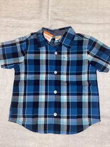 Gymboree blau kariert Button Down Kurzarm Short 2 2T Neu mit Etikett - Bild 1 von 2