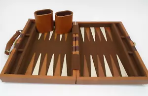 Vintage Backgammon Brown Faux Leather Case Only VTG - NO PIECES - - Picture 1 of 12